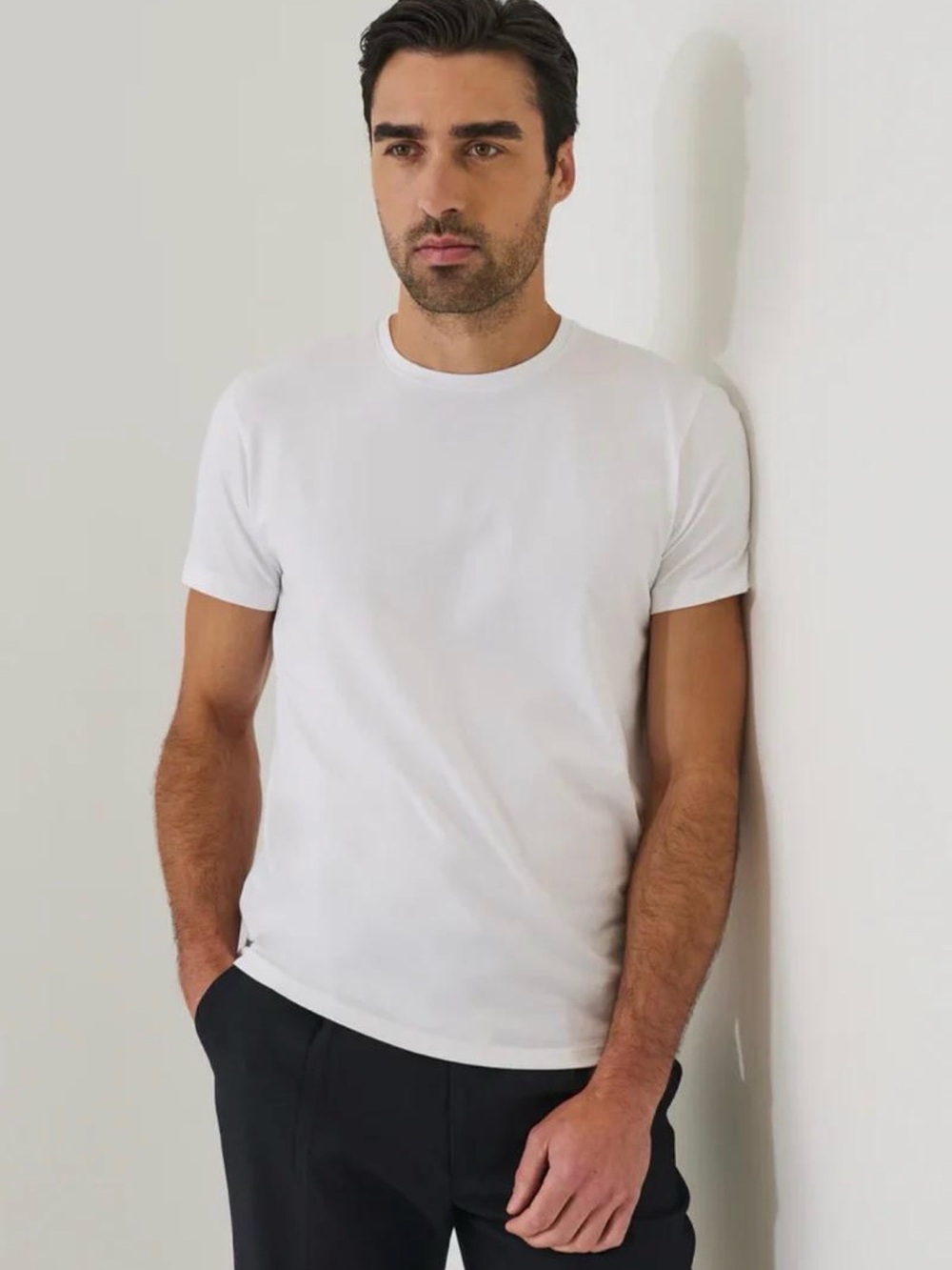 Patrick Assaraf Iconic Pima Cotton Tee, White, Size L